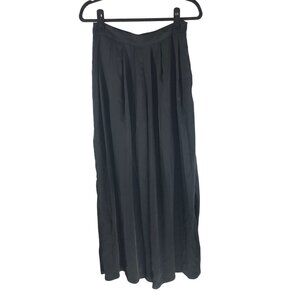 JLux Label Womens Pants High Rise Pleated Pockets Satin Wide Leg Black M